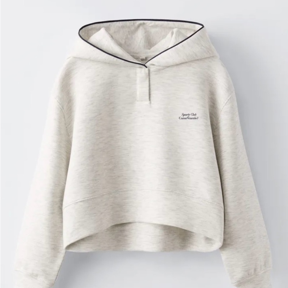 NWT!! Zara Girls Grey/Cream Hoodie with Piping Size 11-12 years